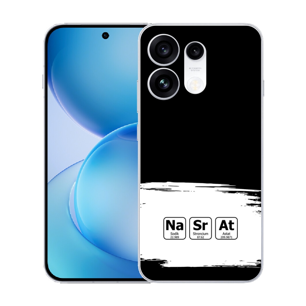 mmCase gél tok az Oppo Reno 16 Pro 5G-hez – kémiai elemek fehér-fekete háttérrel
