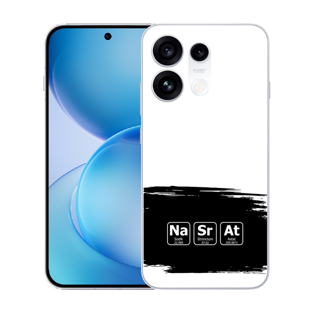 mmCase gél tok az Oppo Reno 16 Pro 5G-hez – kémiai elemek fekete-fehér háttérrel