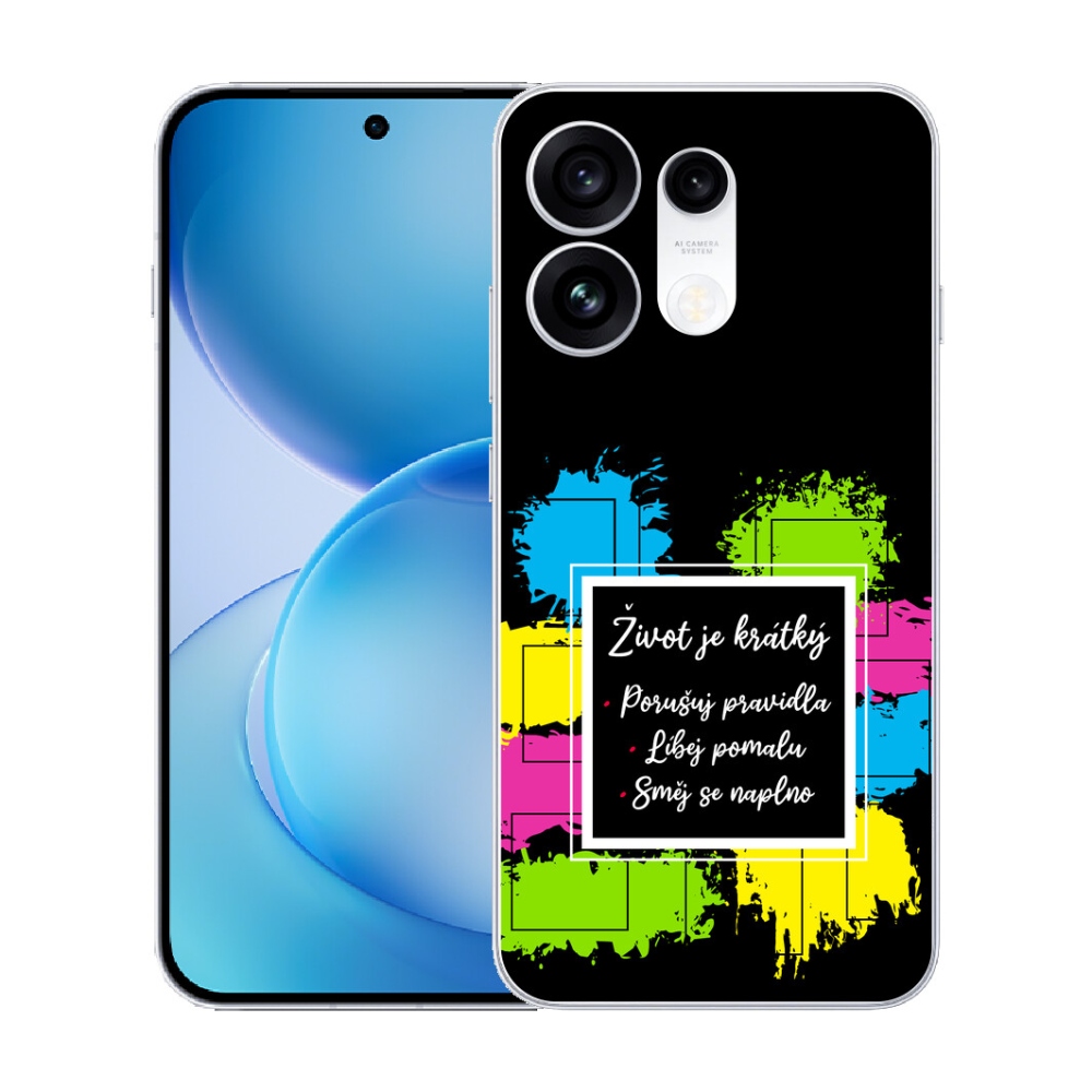 mmCase gél tok az Oppo Reno 16 Pro 5G-hez – idézet 5, fekete háttérrel