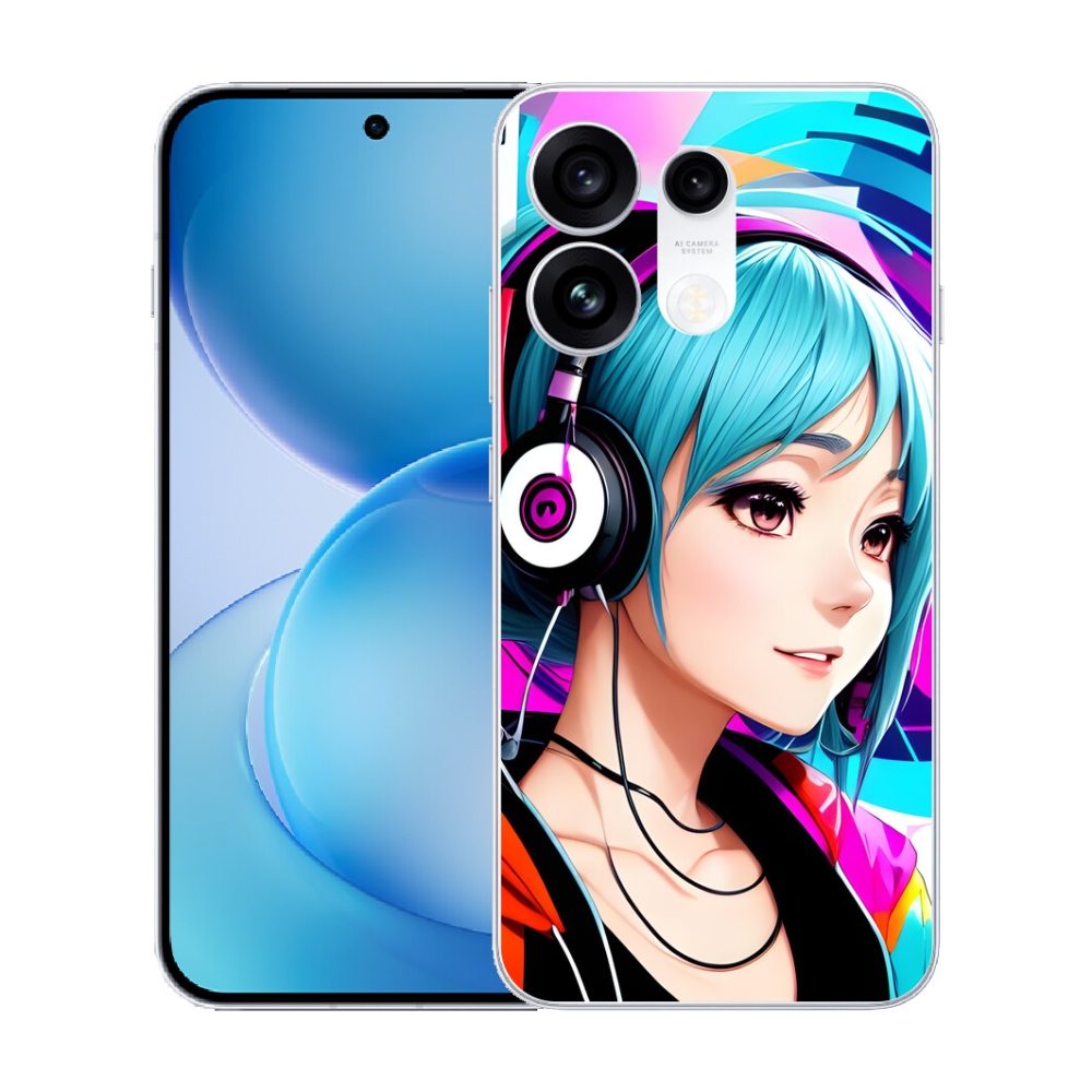 mmCase gél tok az Oppo Reno 16 Pro 5G-hez – fejhallgatóval ellátott lány