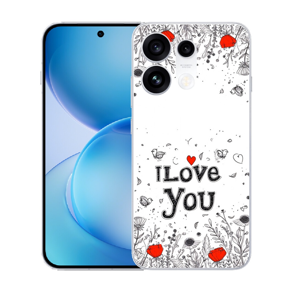 mmCase gél tok az Oppo Reno 16 Pro 5G-hez – „I love you” fehér háttérrel