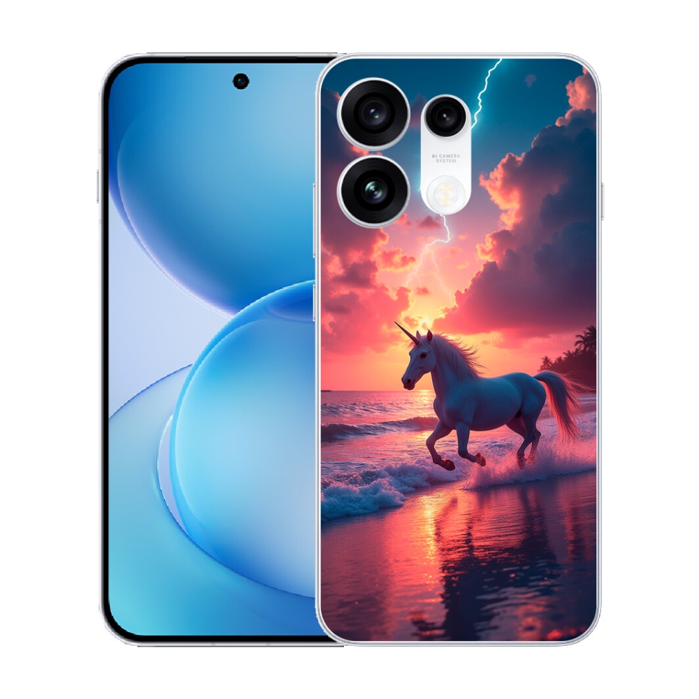 mmCase gél tok az Oppo Reno 16 Pro 5G-hez – egyszarvú a tengerparton