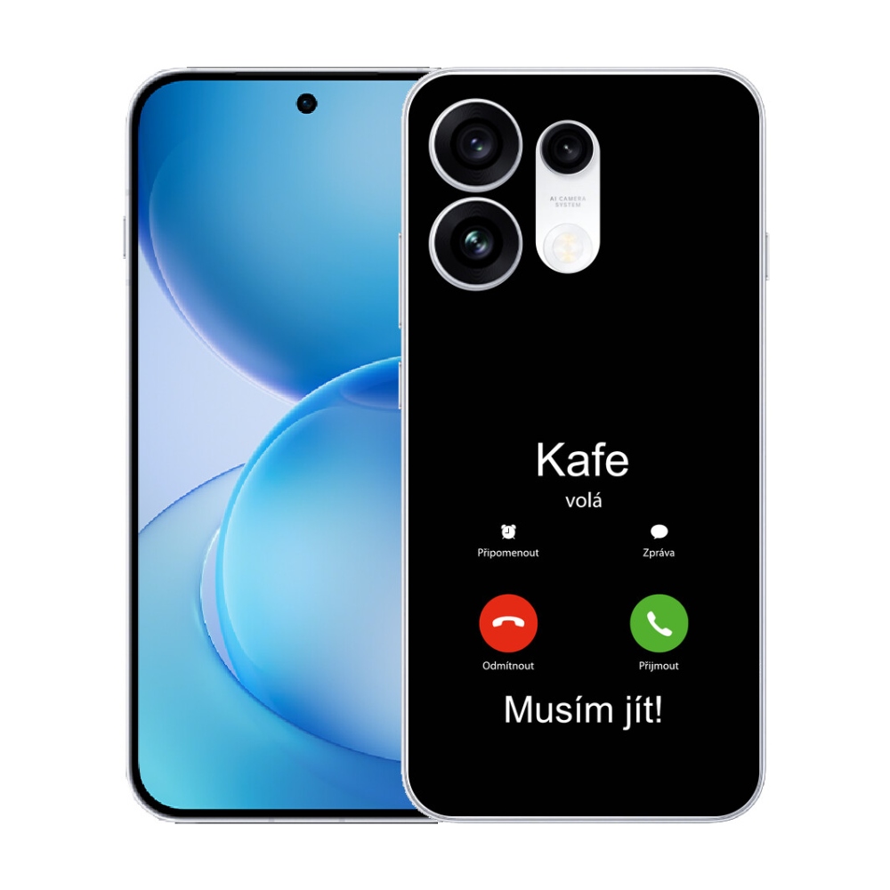 mmCase gél tok az Oppo Reno 16 Pro 5G-hez – „Kafe volá” fekete háttérrel