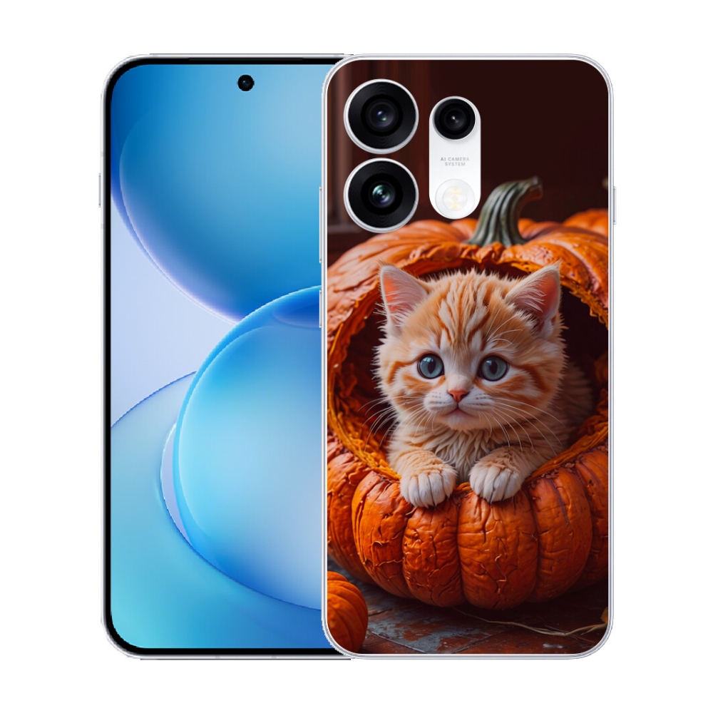 mmCase gél tok az Oppo Reno 16 Pro 5G-hez – cica és sütőtök 2