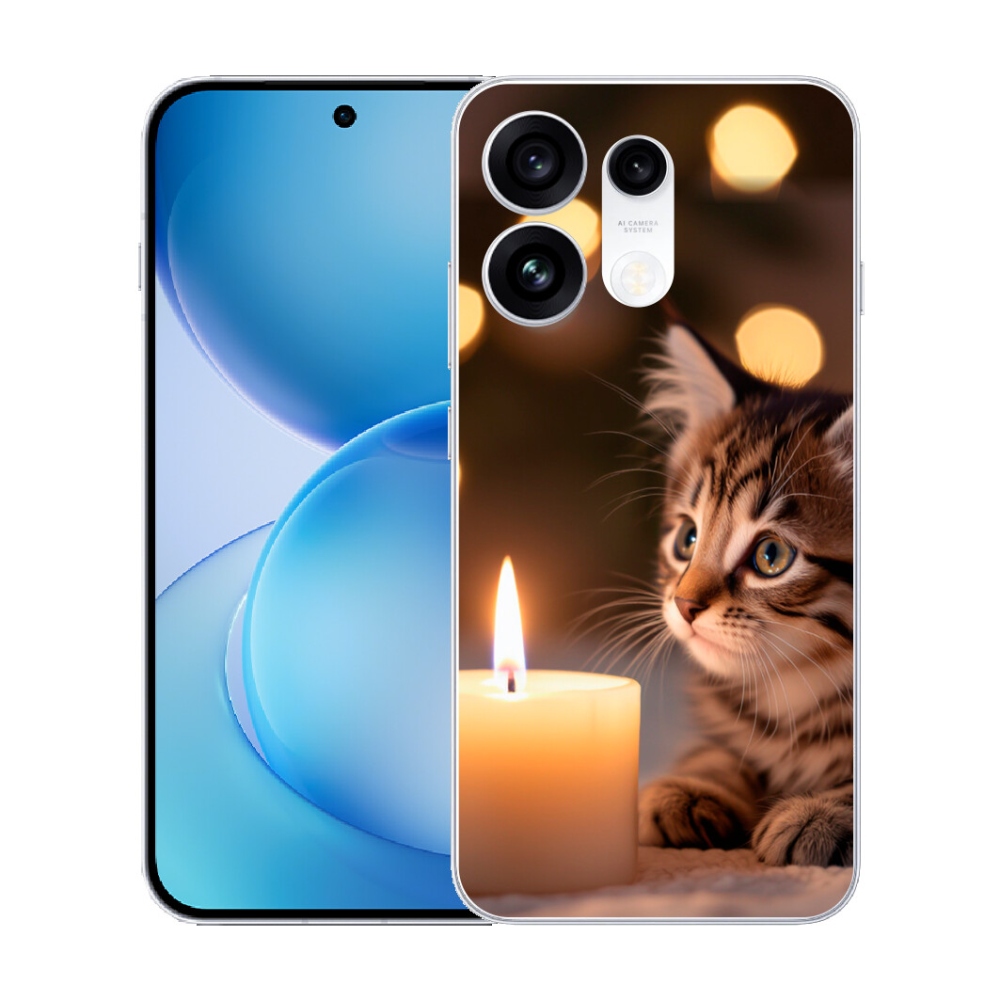 mmCase gél tok az Oppo Reno 16 Pro 5G-hez – cica és gyertya