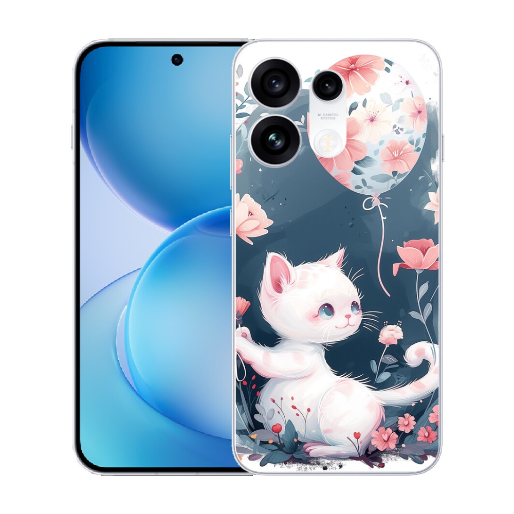 mmCase gél tok az Oppo Reno 16 Pro 5G-hez – cica léggömbbel