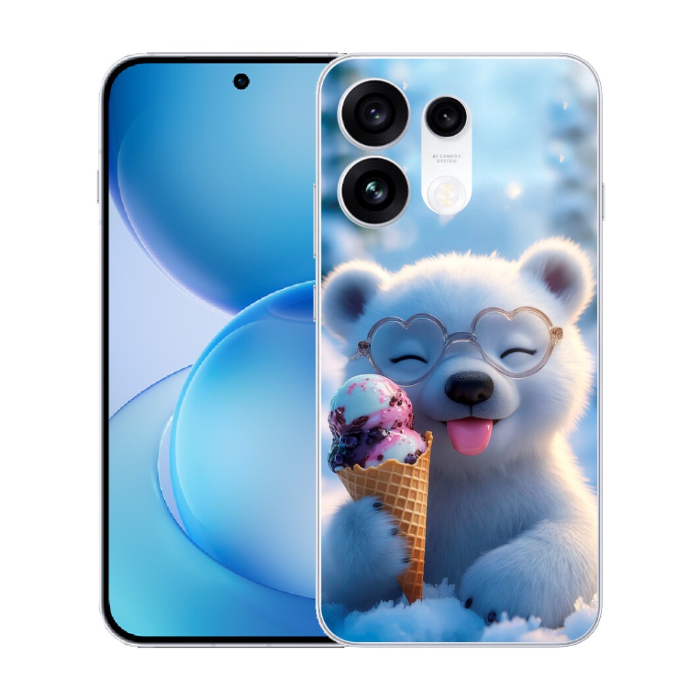 mmCase gél tok az Oppo Reno 16 Pro 5G-hez – jégkrémet evő mackó