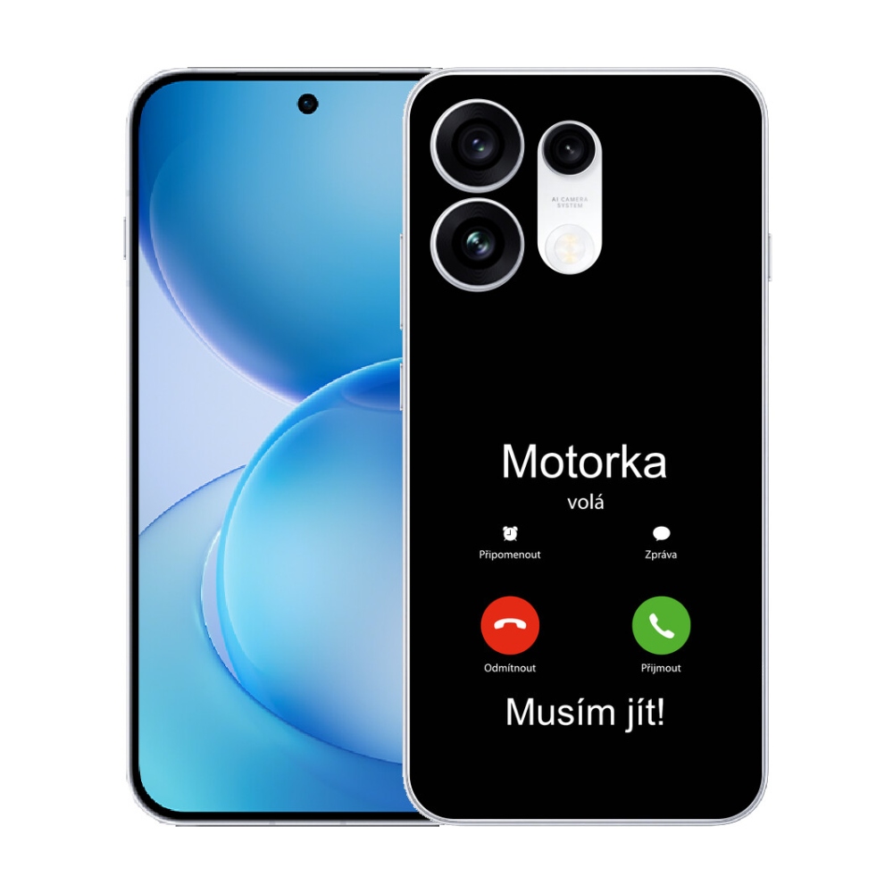 mmCase géltok az Oppo Reno 16 Pro 5G-hez – „A motor hív” fekete háttérrel