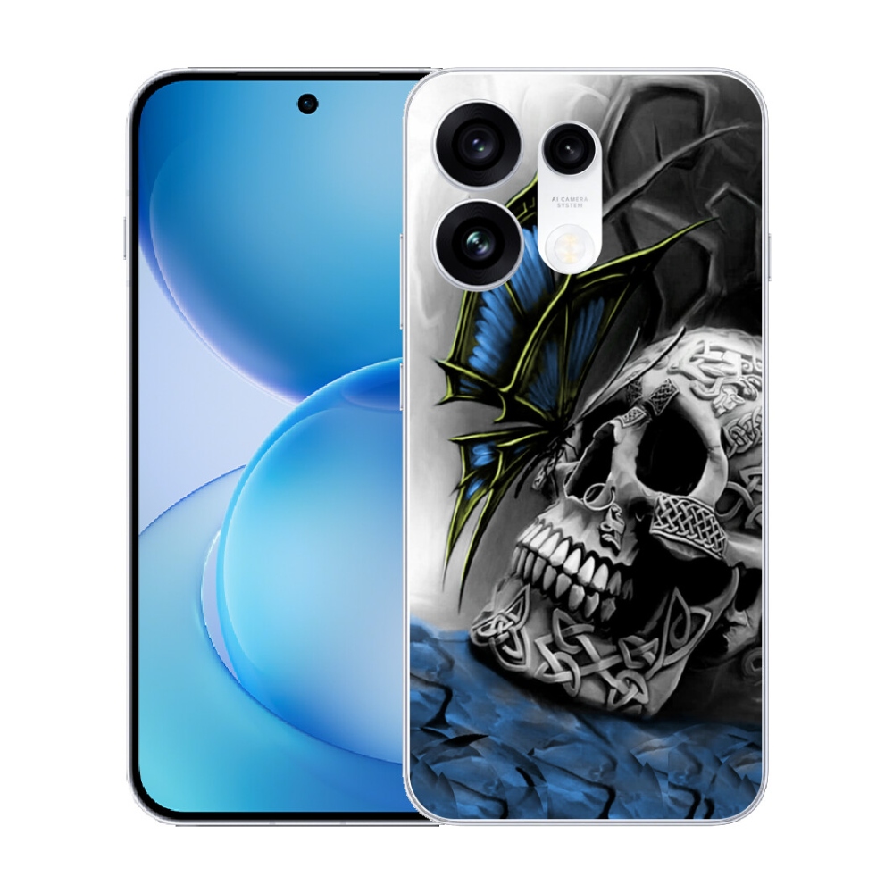 mmCase gél tok az Oppo Reno 16 Pro 5G-hez – pillangó és koponya