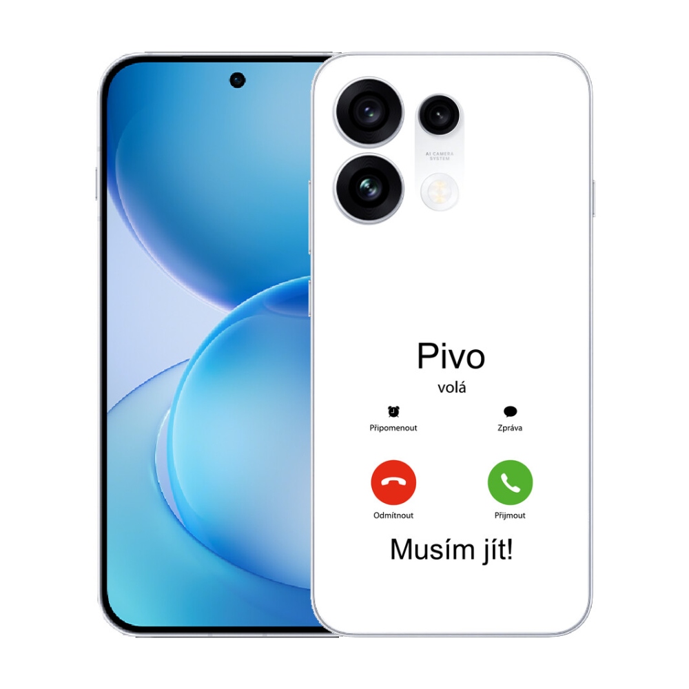 mmCase gél tok az Oppo Reno 16 Pro 5G-hez – „A sör hív” fehér háttérrel