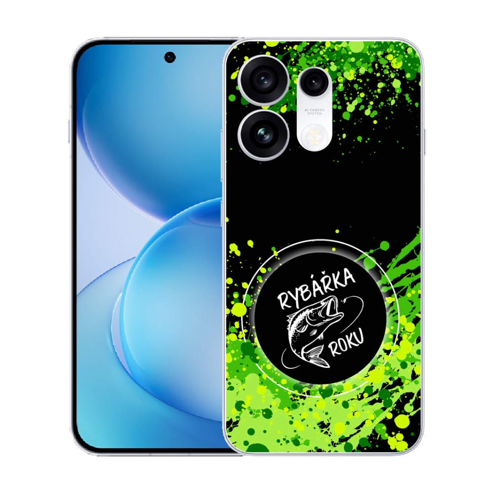 mmCase gél tok az Oppo Reno 16 Pro 5G-hez – „Az év horgásznője” fekete háttérrel