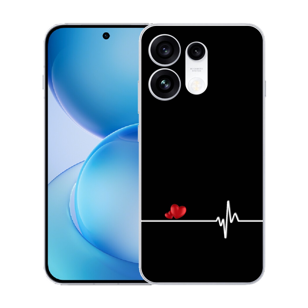 mmCase gél tok az Oppo Reno 16 Pro 5G-hez – szív és pulzus fekete háttérrel