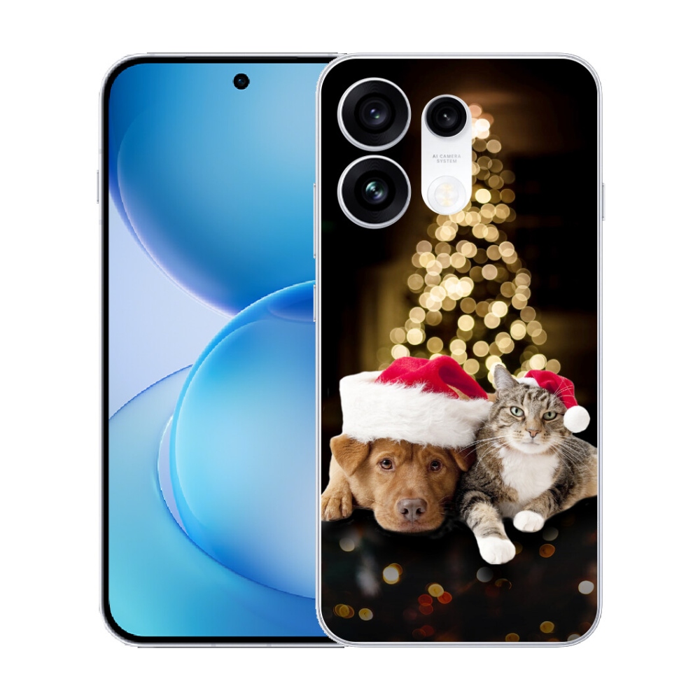 mmCase gél tok az Oppo Reno 16 Pro 5G-hez – karácsonyi kutya és macska