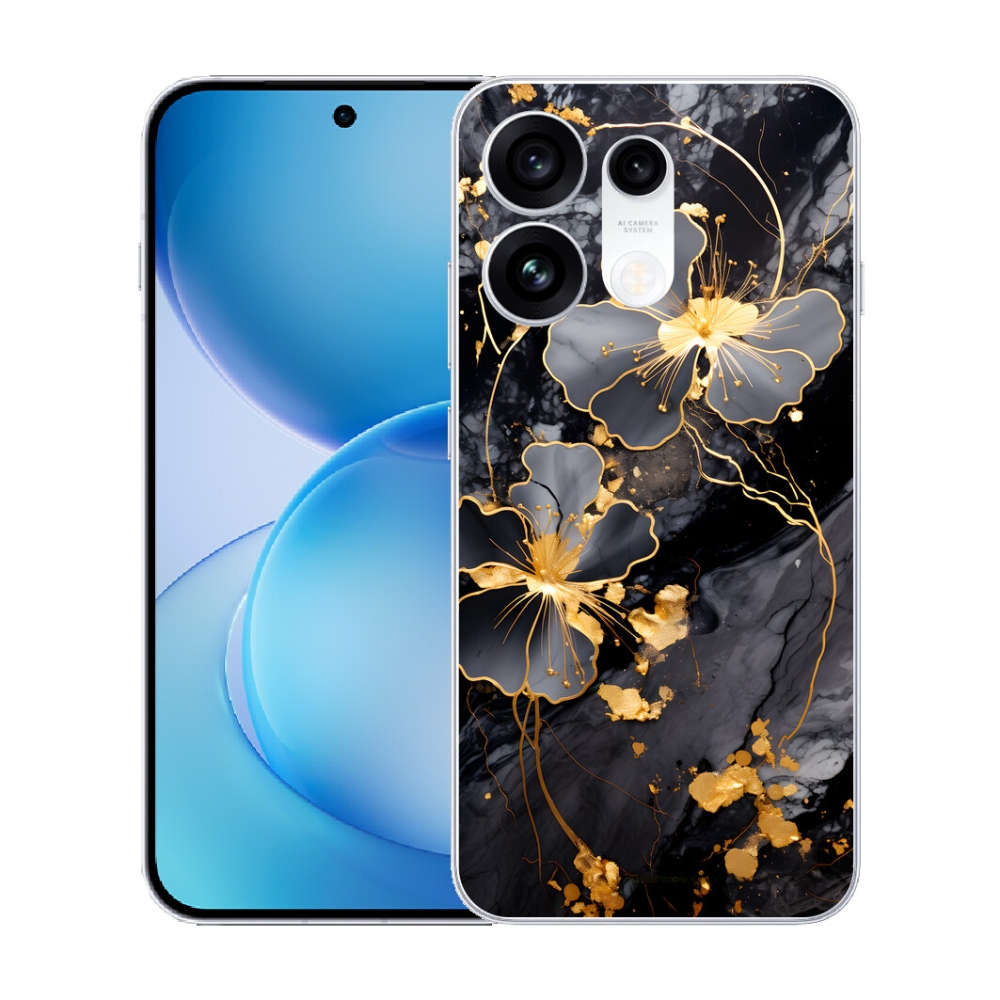 mmCase gél tok az Oppo Reno 16 Pro 5G-hez – arany virágok