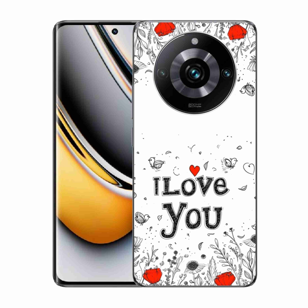 mmCase géltok a Realme 11 Pro 5G/11 Pro+ 5G készülékekhez – „I love you” fehér háttérrel