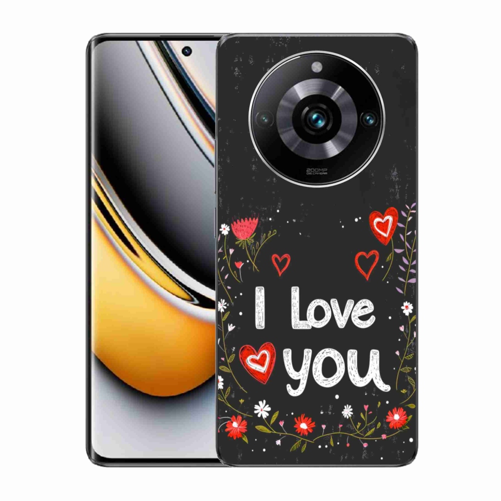 mmCase géltok a Realme 11 Pro 5G/11 Pro+ 5G készülékekhez – „I love you” fekete háttérrel