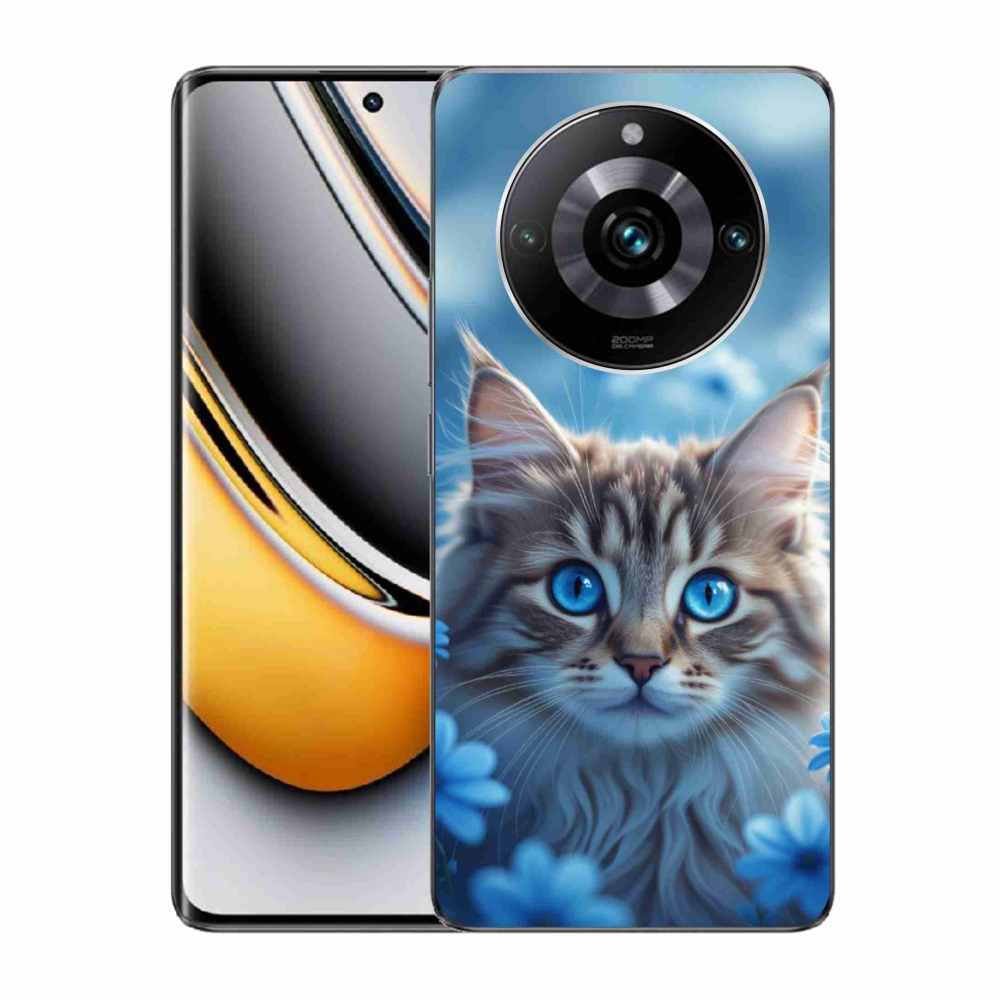 mmCase gél tok a Realme 11 Pro 5G/11 Pro+ 5G készülékhez – kiscica kék virágok között