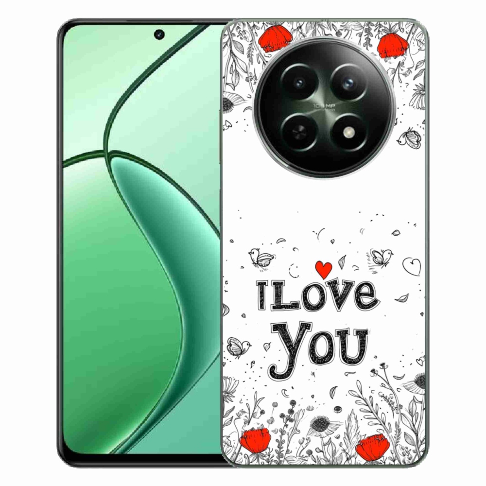 Gél borító mmCase a Realme 12 5G/12x 5G készülékhez - I love you fehér háttérrel