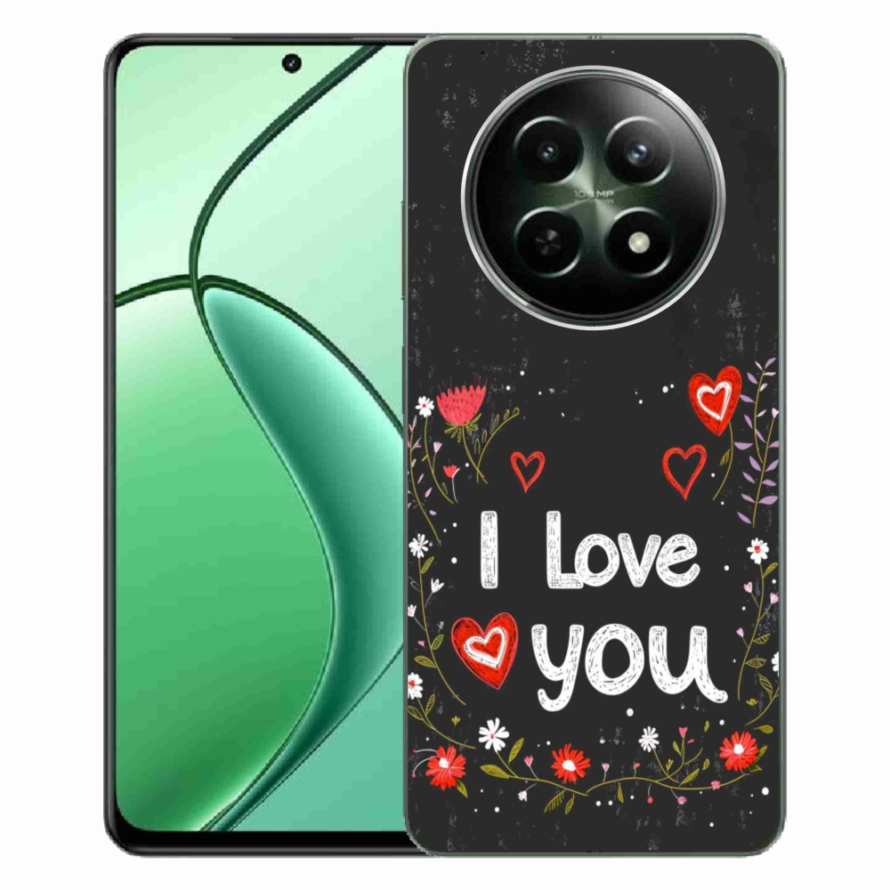 Gél borító mmCase a Realme 12 5G/12x 5G készülékhez - I love you fekete háttérrel