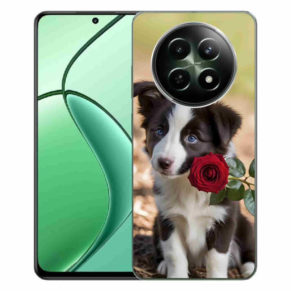 mmCase gél tok a Realme 12 5G/12x 5G-hez – aranyos border collie rózsával