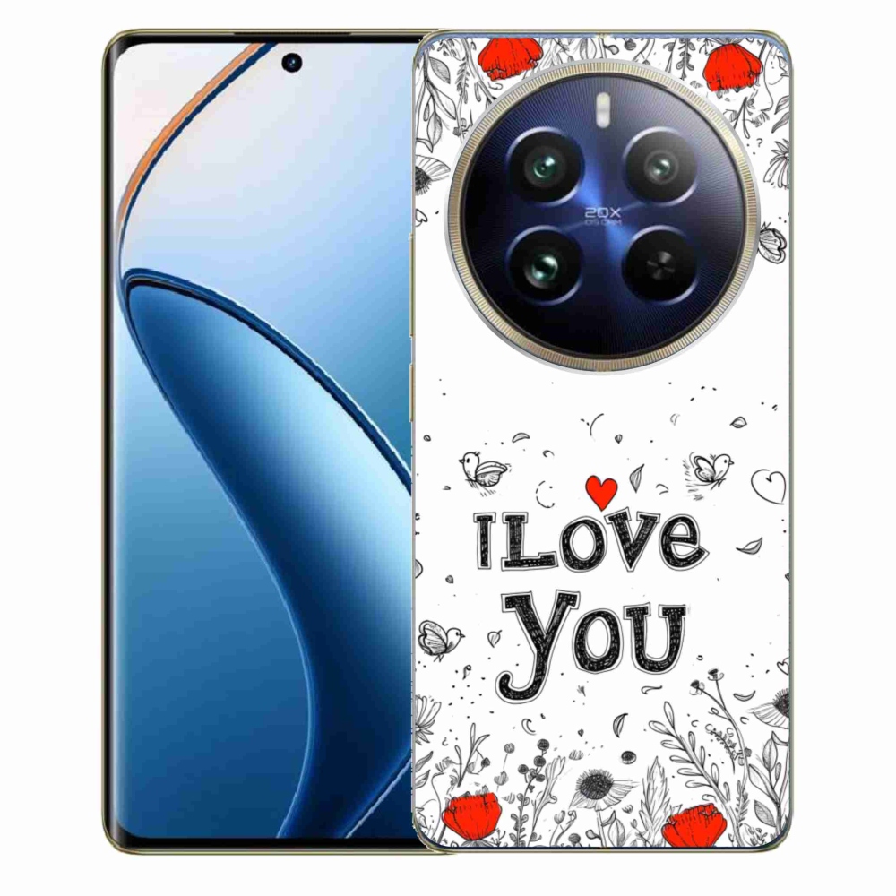 Gél borító mmCase a Realme 12 Pro 5G/12 Pro+ 5G számára - I love you fehér háttérrel