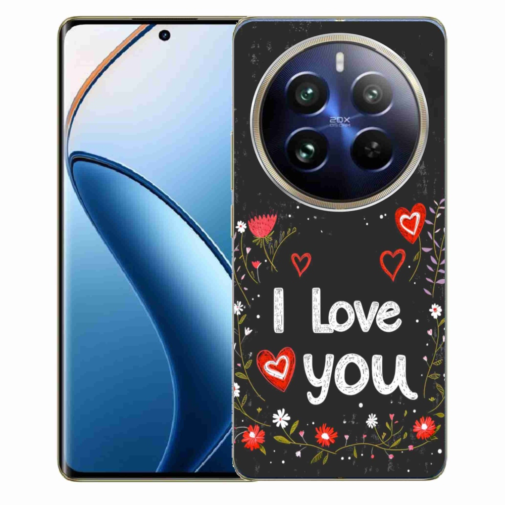 Gél borító mmCase a Realme 12 Pro 5G/12 Pro+ 5G számára - Szeretlek fekete háttérrel