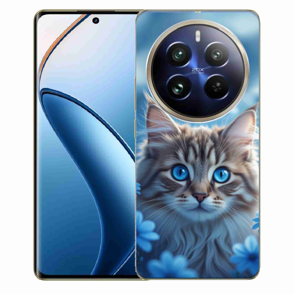 mmCase gél tok a Realme 12 Pro 5G/12 Pro+ 5G készülékhez – kiscica kék virágok között