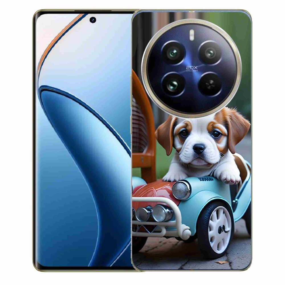 mmCase géltok a Realme 12 Pro 5G/12 Pro+ 5G készülékhez – kiskutya retro autóban