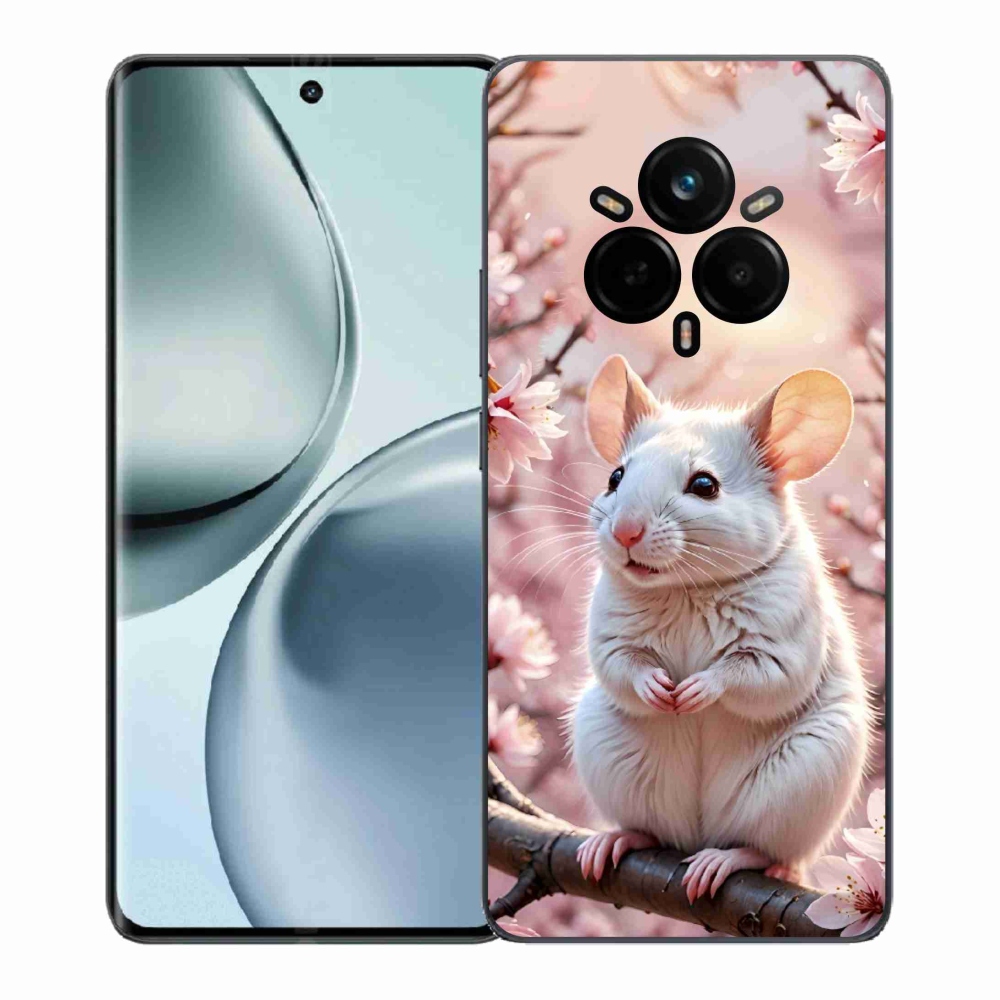 mmCase gél tok a Realme 14 Pro+ 5G-hez – fehér egér egy ágon