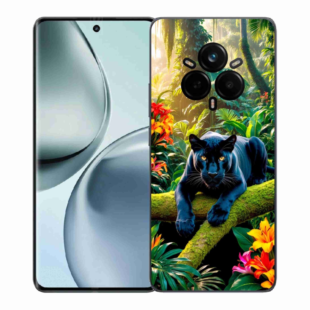 Gél borítás mmCase a Realme 14 Pro 5G számára - fekete párduc a dzsungelben