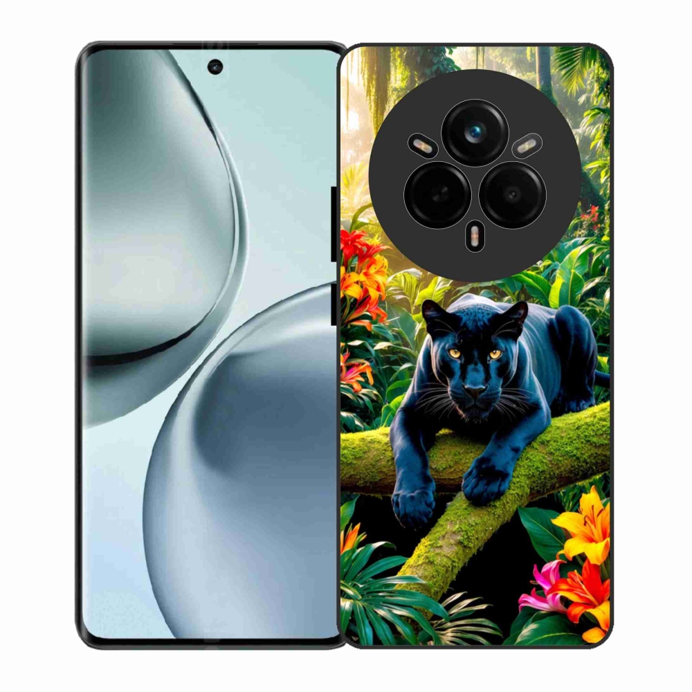 Gél borítás mmCase a Realme 14 Pro 5G számára - fekete párduc a dzsungelben
