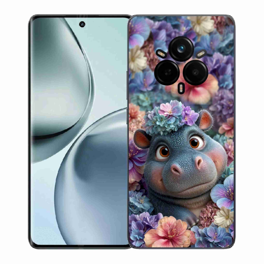 mmCase géltok a Realme 14 Pro+ 5G-hez – virágokkal díszített víziló