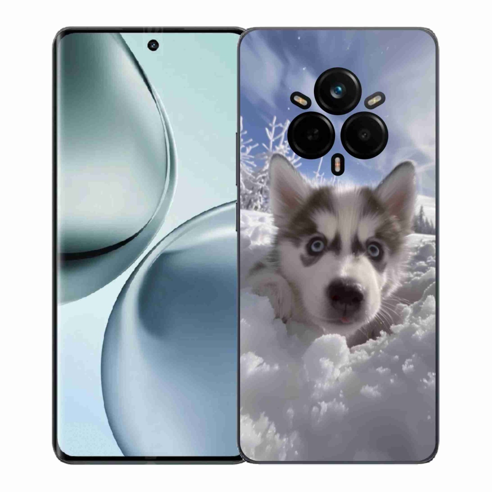 Gél borítás mmCase a Realme 14 Pro+ 5G számára - husky a hóban