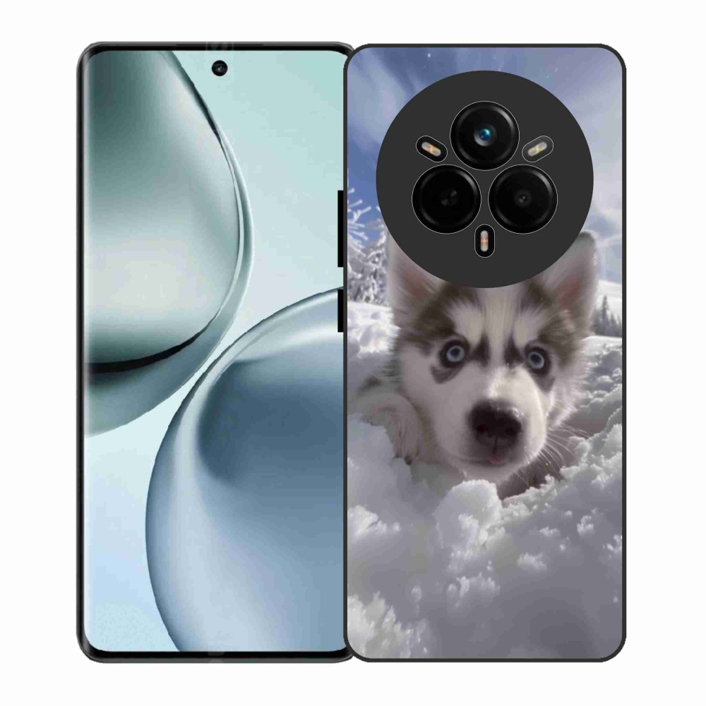 Gél borítás mmCase a Realme 14 Pro 5G számára - husky a hóban