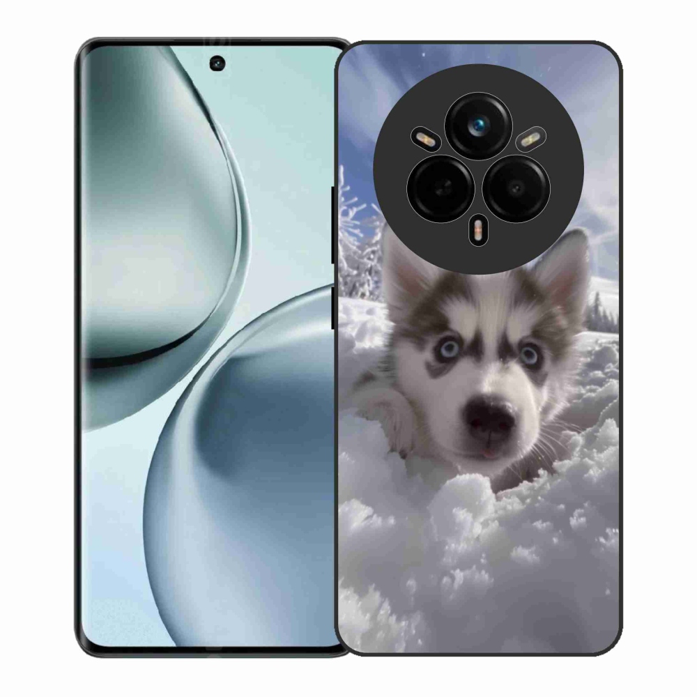 Gél borítás mmCase a Realme 14 Pro+ 5G számára - husky a hóban