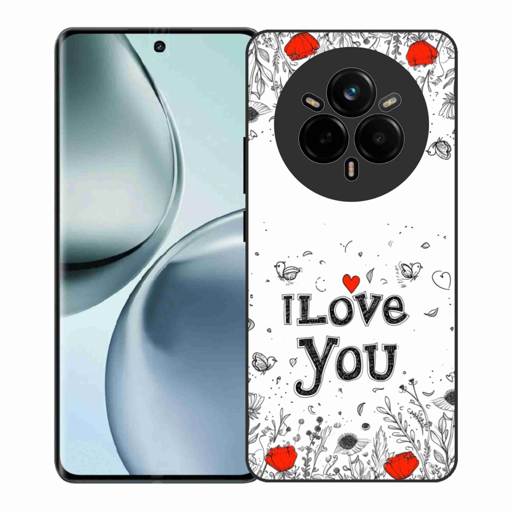 Gél borítás mmCase a Realme 14 Pro+ 5G számára - I love you fehér háttérrel