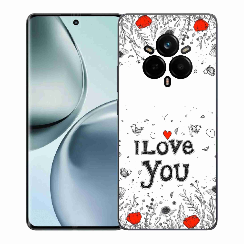 Gél borítás mmCase a Realme 14 Pro+ 5G számára - I love you fehér háttérrel