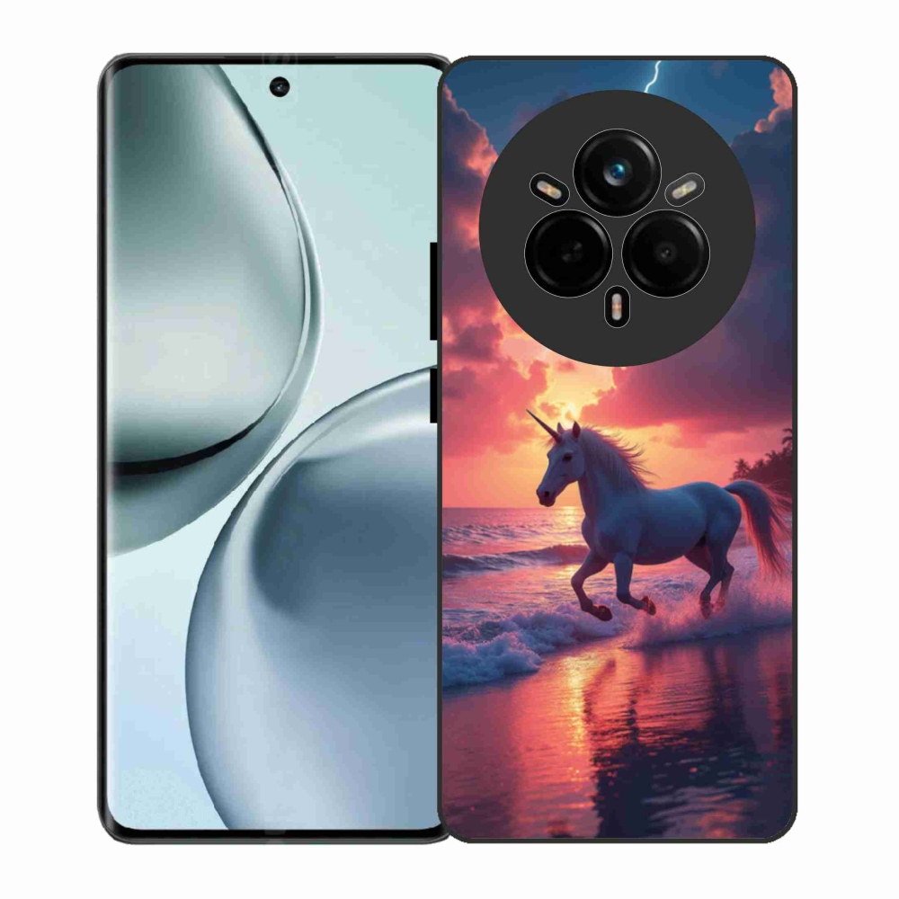 Gél borítás mmCase a Realme 14 Pro 5G számára - egyszarvú a tengerparton
