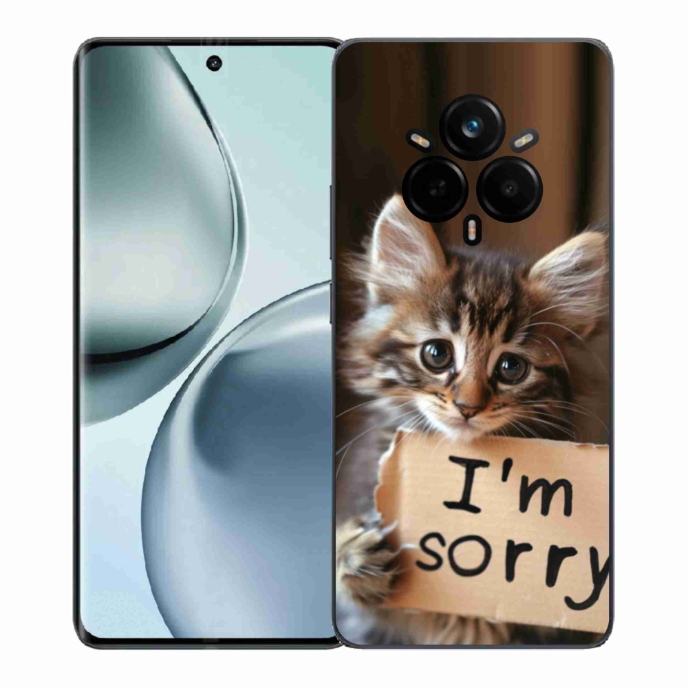 Gél borítás mmCase a Realme 14 Pro+ 5G számára - macska bocsánatkérése