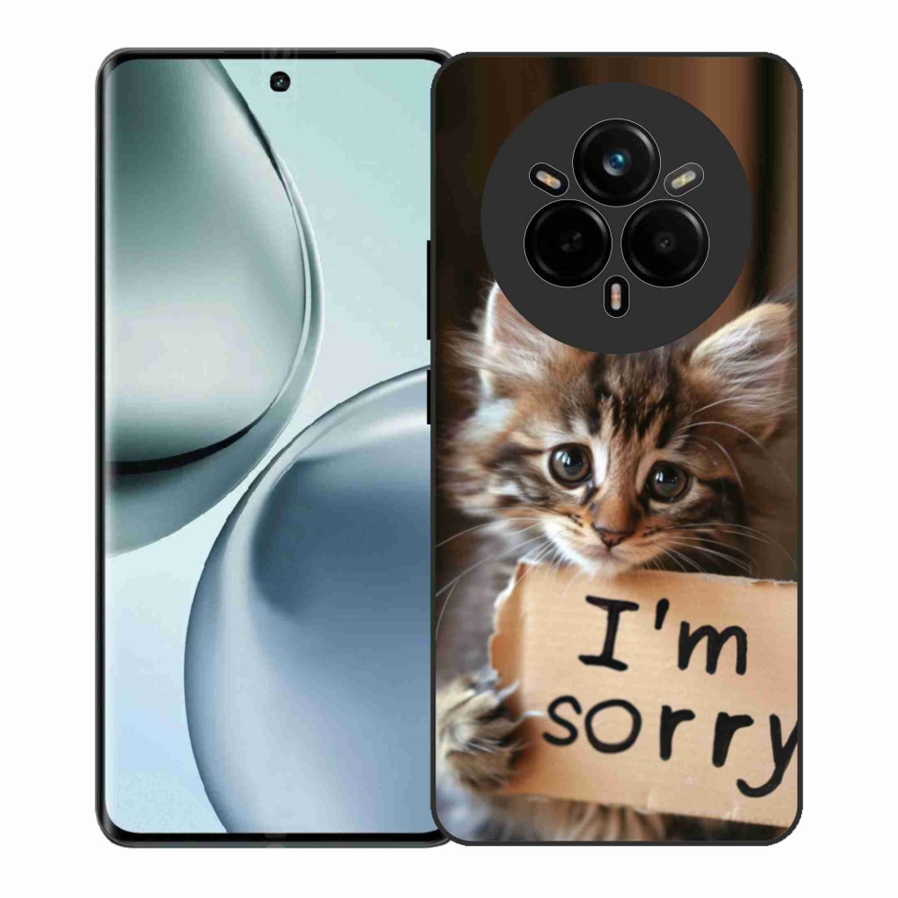 Gél borítás mmCase a Realme 14 Pro+ 5G számára - macska bocsánatkérése