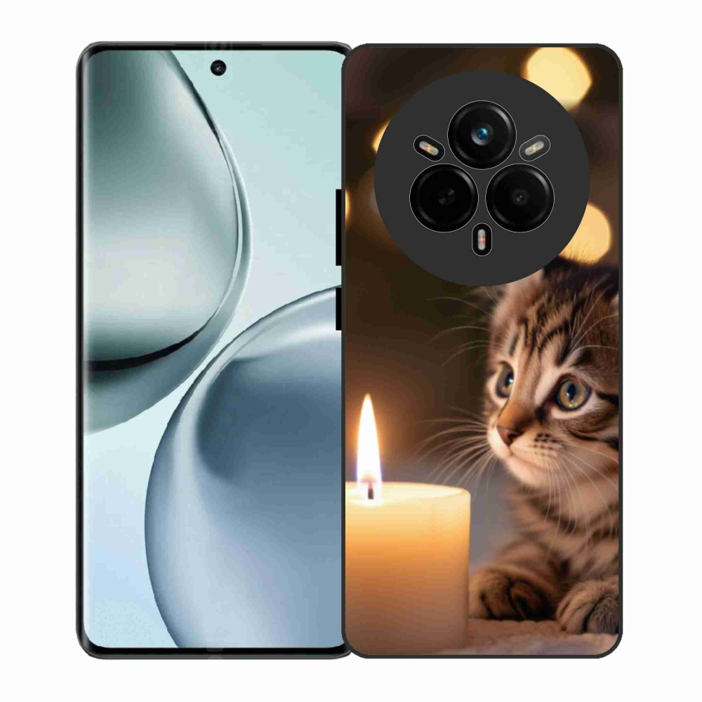 Gél borítás mmCase a Realme 14 Pro 5G számára - cica és gyertya