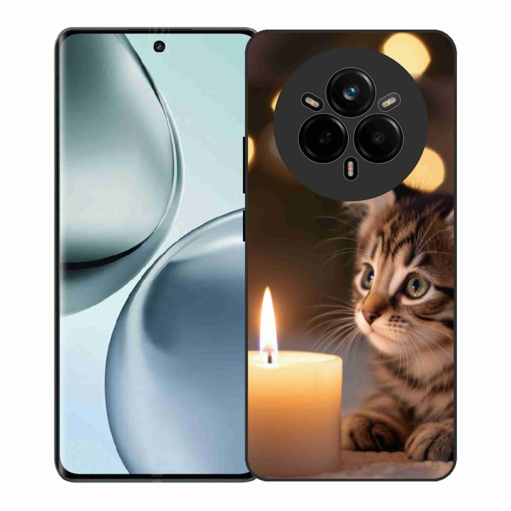Gél borítás mmCase a Realme 14 Pro+ 5G számára - cica és gyertya