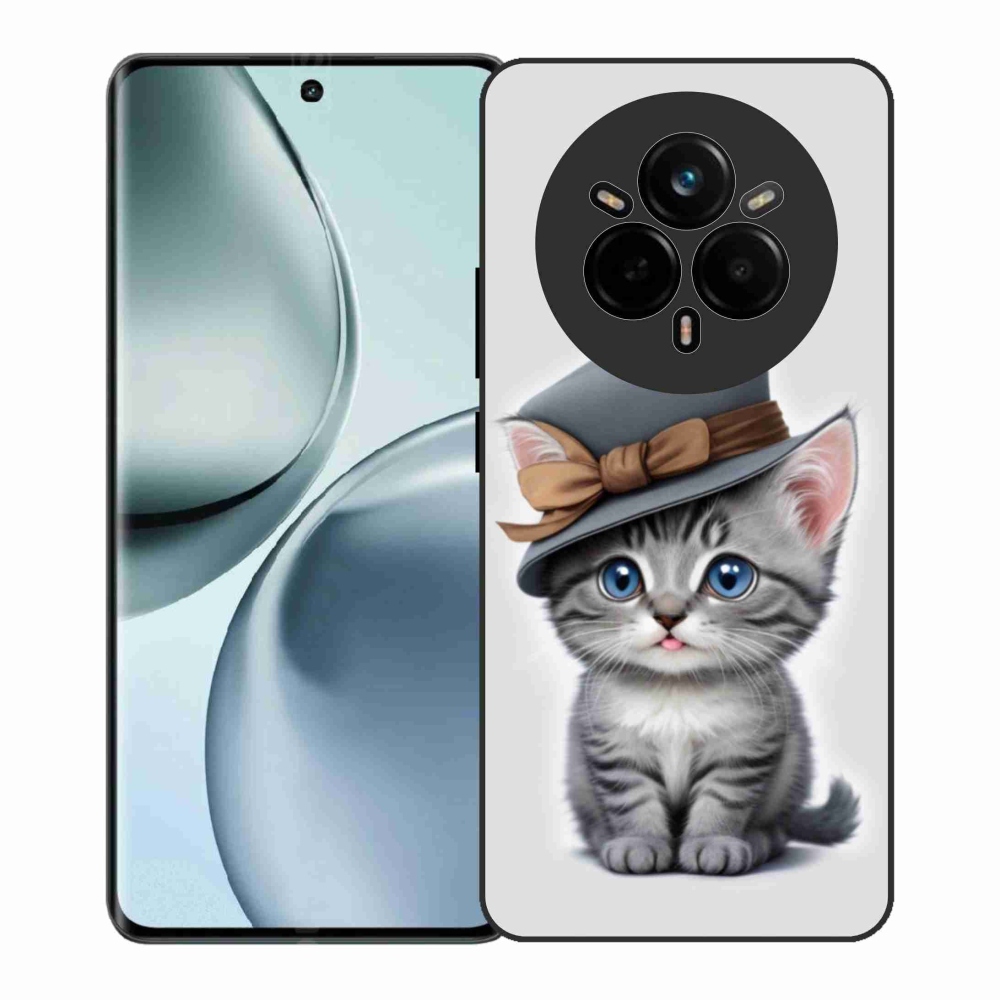 Gél borítás mmCase a Realme 14 Pro+ 5G számára - cica sapkával