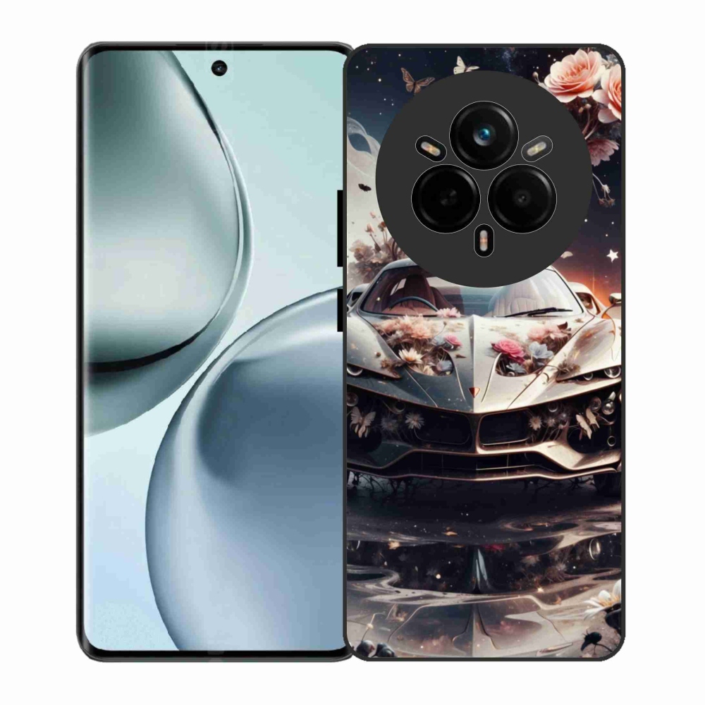Gél borítás mmCase a Realme 14 Pro 5G számára - virágos sportkocsi