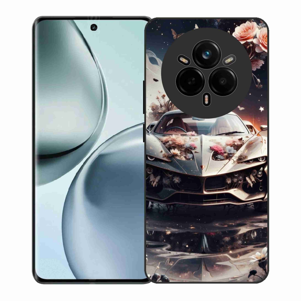 Gél borítás mmCase a Realme 14 Pro+ 5G számára - virágos sportautó