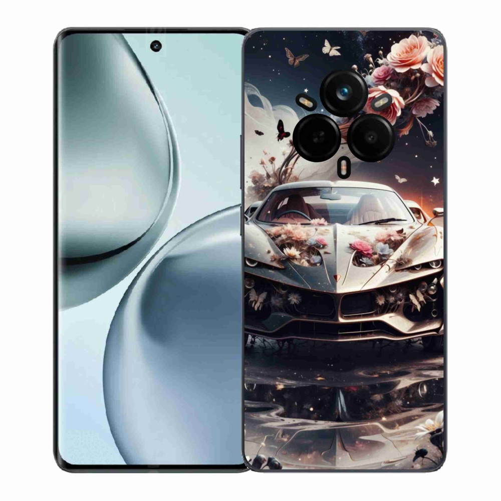 Gél borítás mmCase a Realme 14 Pro 5G számára - virágos sportkocsi