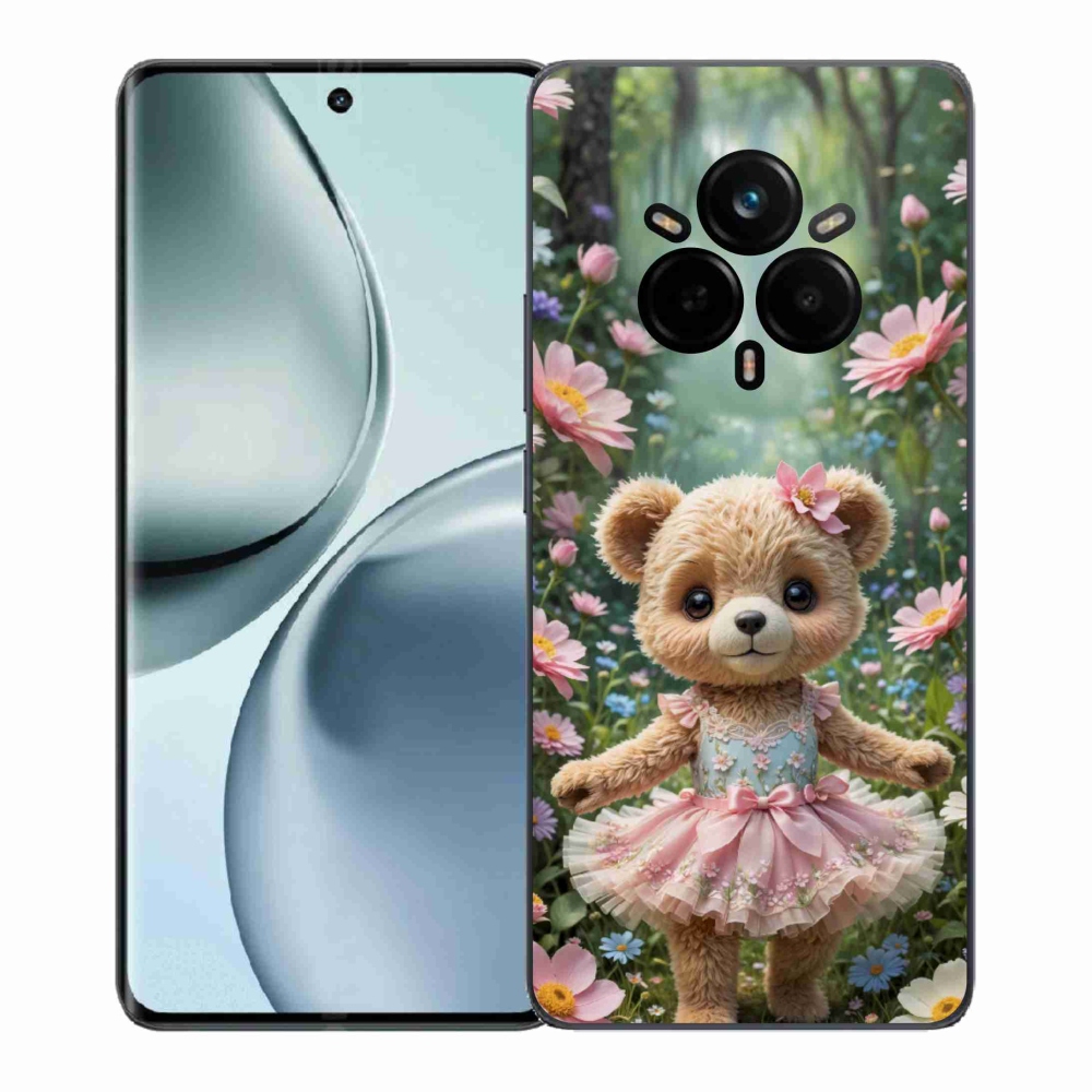 mmCase gél tok a Realme 14 Pro+ 5G-hez – aranyos mackó virágok között