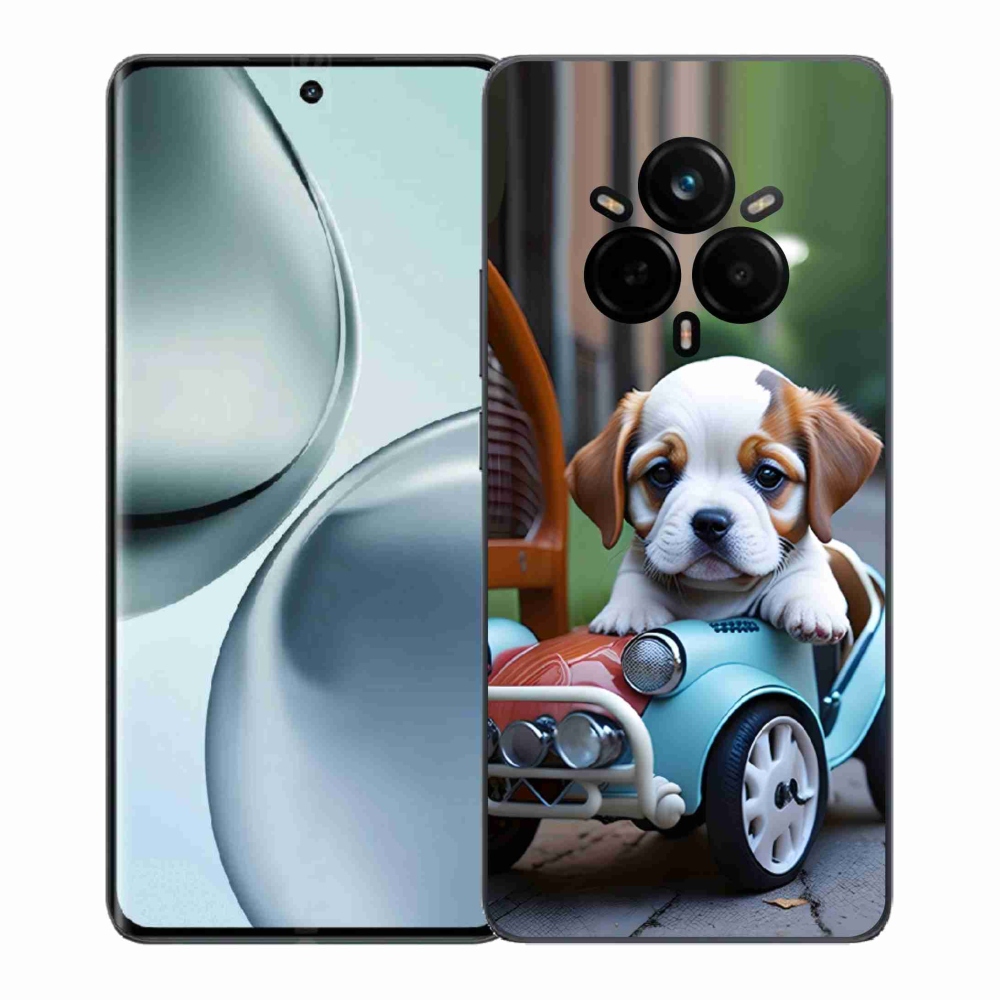 mmCase géltok a Realme 14 Pro+ 5G-hez – kiskutya egy retro autóban