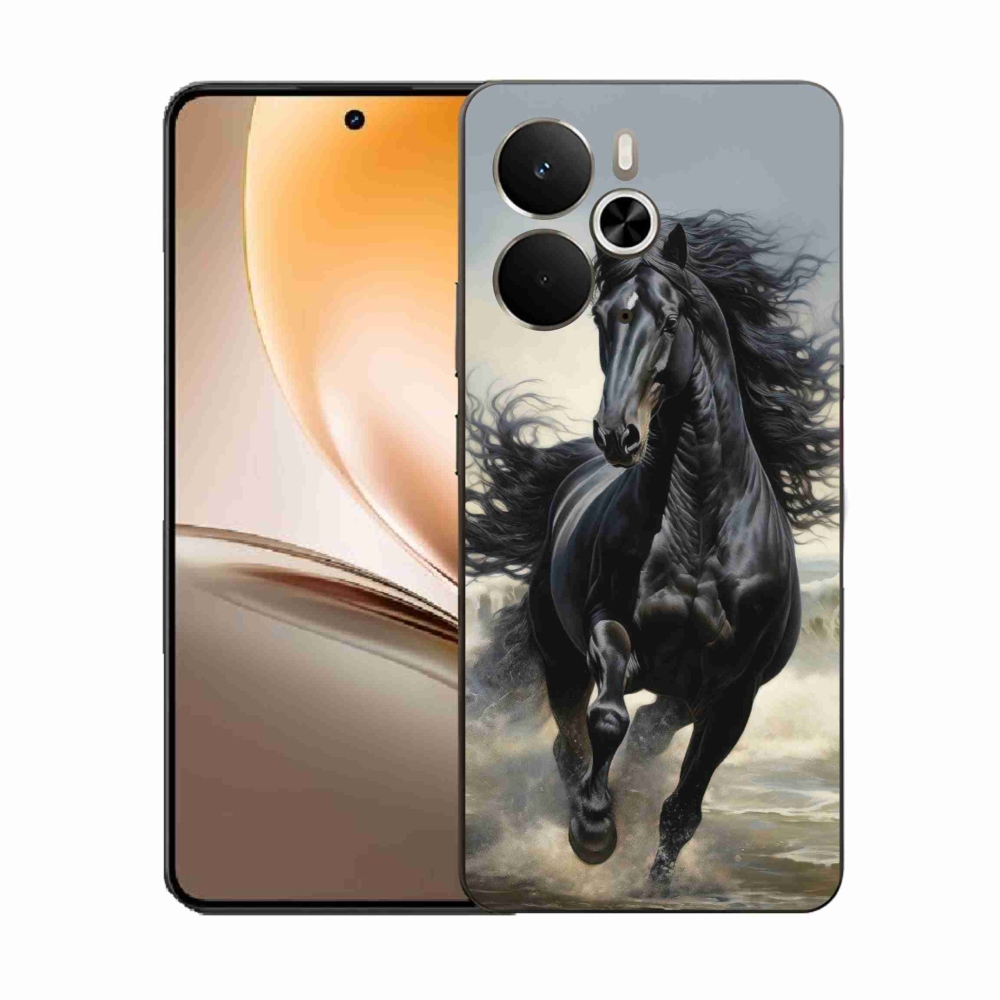 Gél borítás mmCase a Realme 14T 5G/14 5G - futó fekete ló számára
