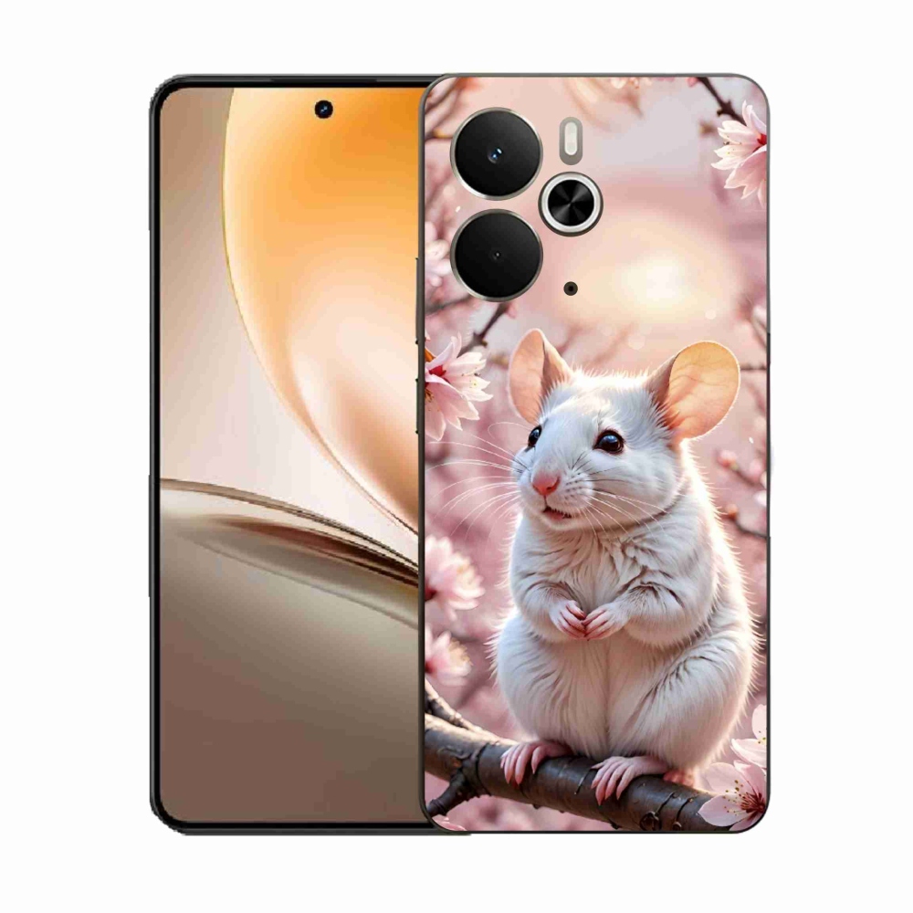 Zselés borítás mmCase a Realme 14T 5G/14 5G készülékhez - fehér egér az ágon